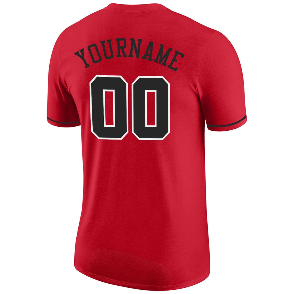 Custom Red Black-White Performance T-Shirt photo 5