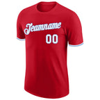 Custom Red White-Light Blue Performance T-Shirt photo 4