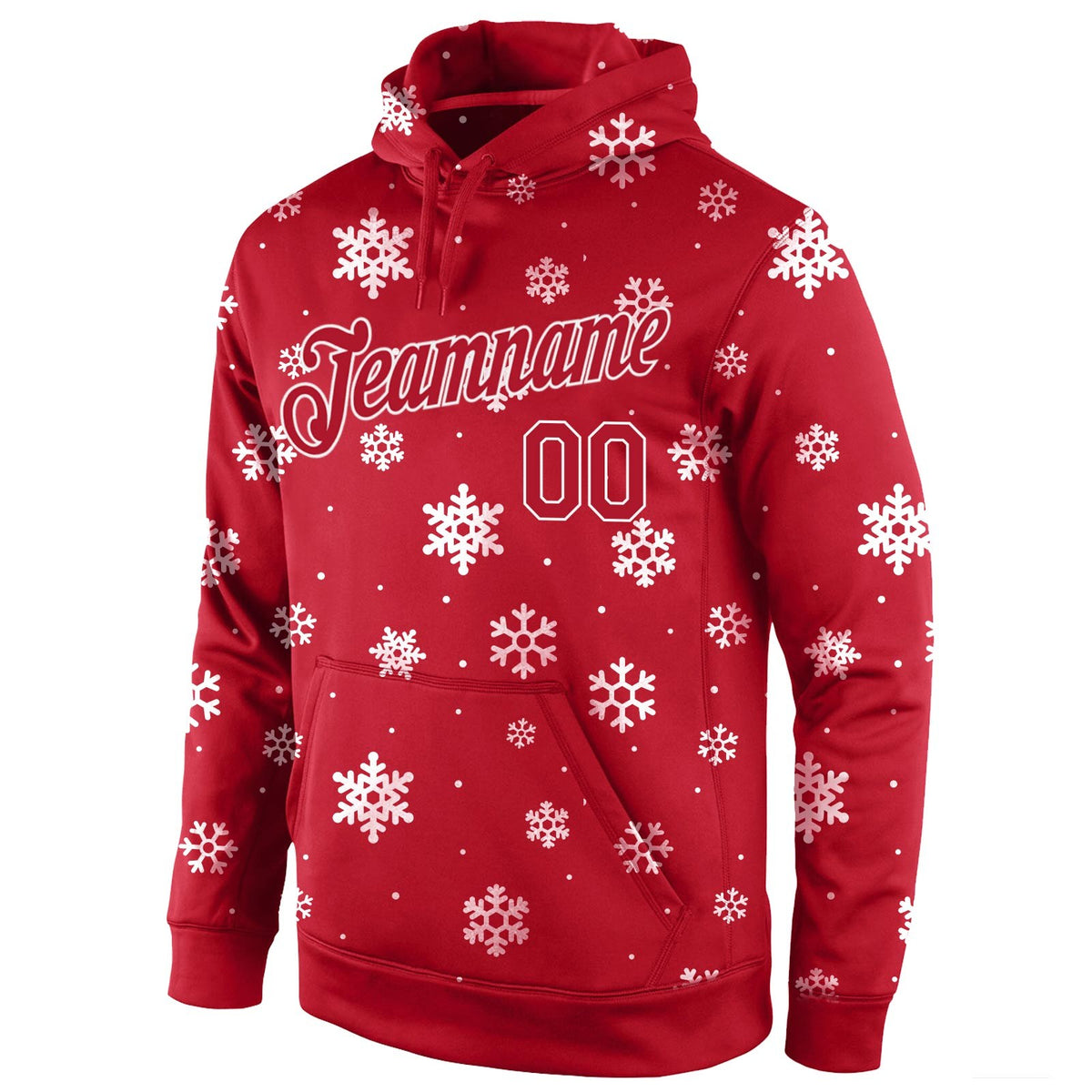 Custom Stitched Red Red-White Christmas 3D Sports Pullover Sweatshirt Hoodie photo 2