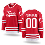 Custom Red White Hockey Jersey