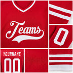 Custom Red White Hockey Jersey detail