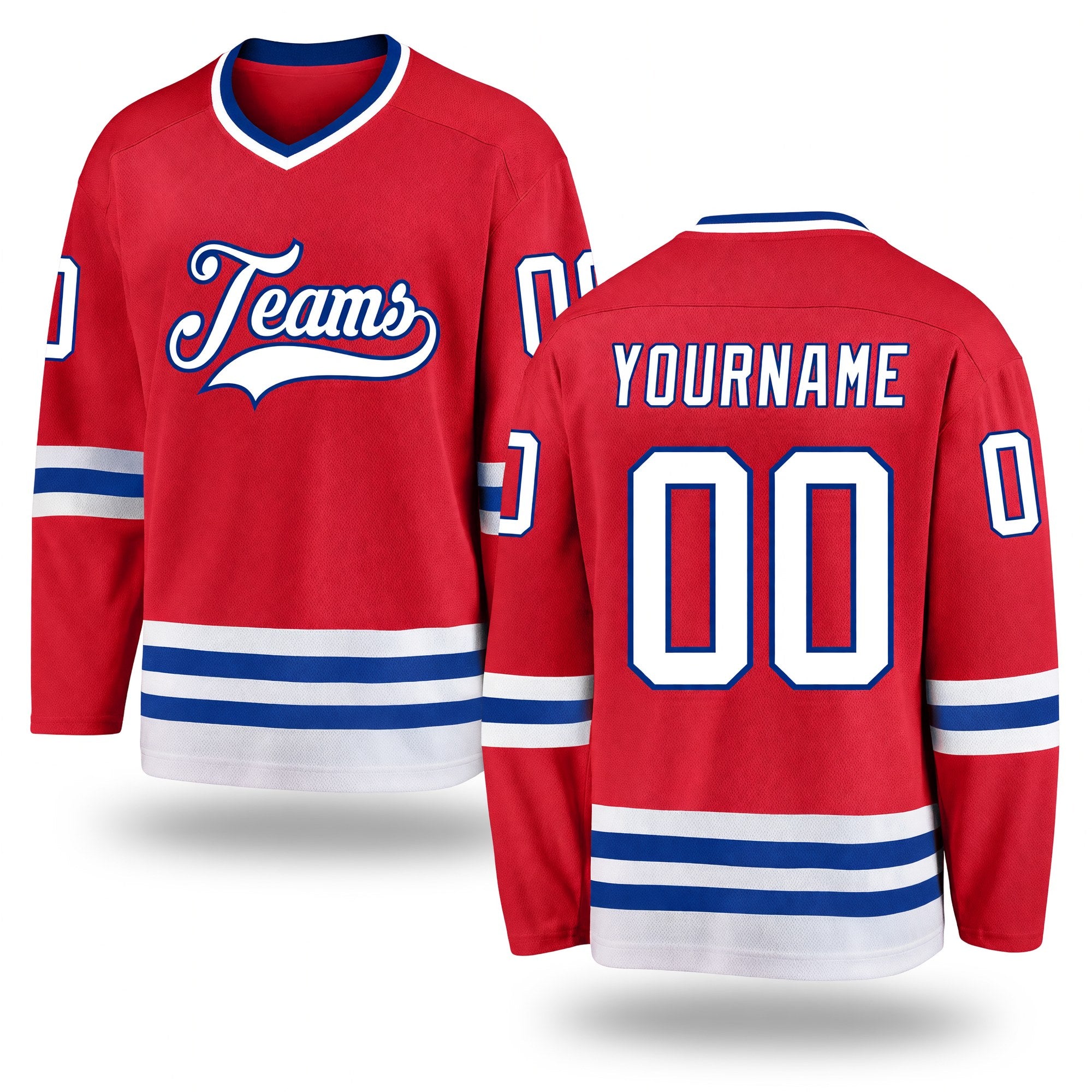 Custom Red White-Royal Hockey Jersey