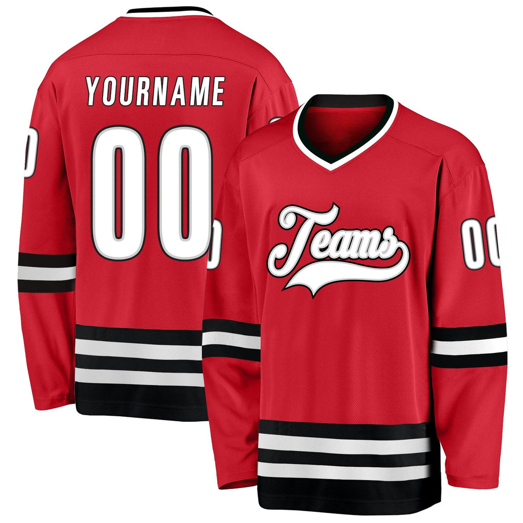 Custom Red White-Black Hockey Jersey photo 1
