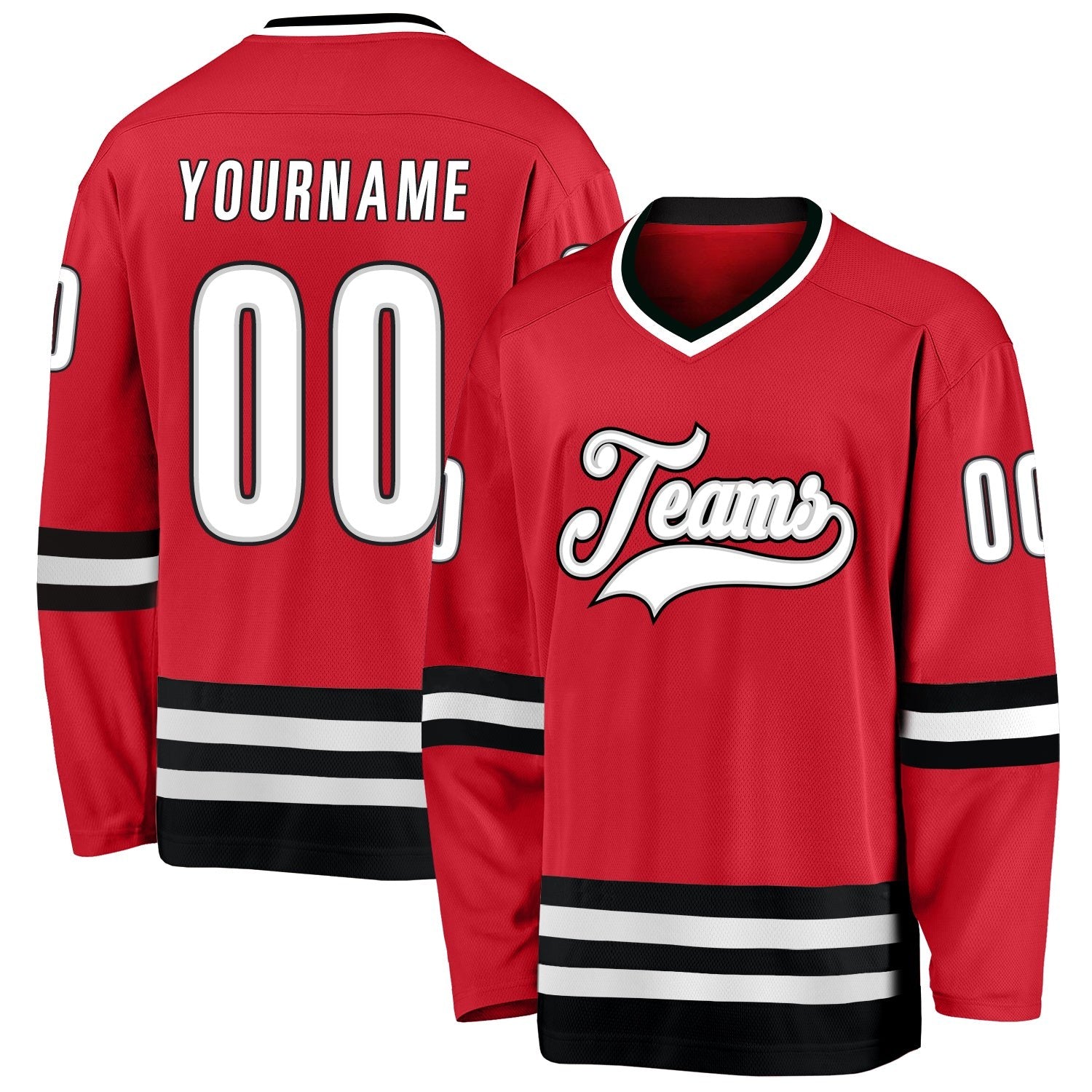 Custom Red White-Black Hockey Jersey photo 1