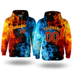 Custom Stitched Red Red-Gold 3D Pattern Design Flame Sports Pullover Sweatshirt Hoodie