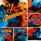 Custom Stitched Red Red-Gold 3D Pattern Design Flame Sports Pullover Sweatshirt Hoodie detail