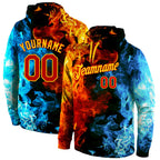 Custom Stitched Red Red-Gold 3D Pattern Design Flame Sports Pullover Sweatshirt Hoodie photo 1