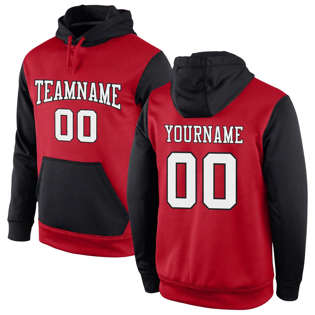 Custom Stitched Red White-Black Sports Pullover Sweatshirt Hoodie