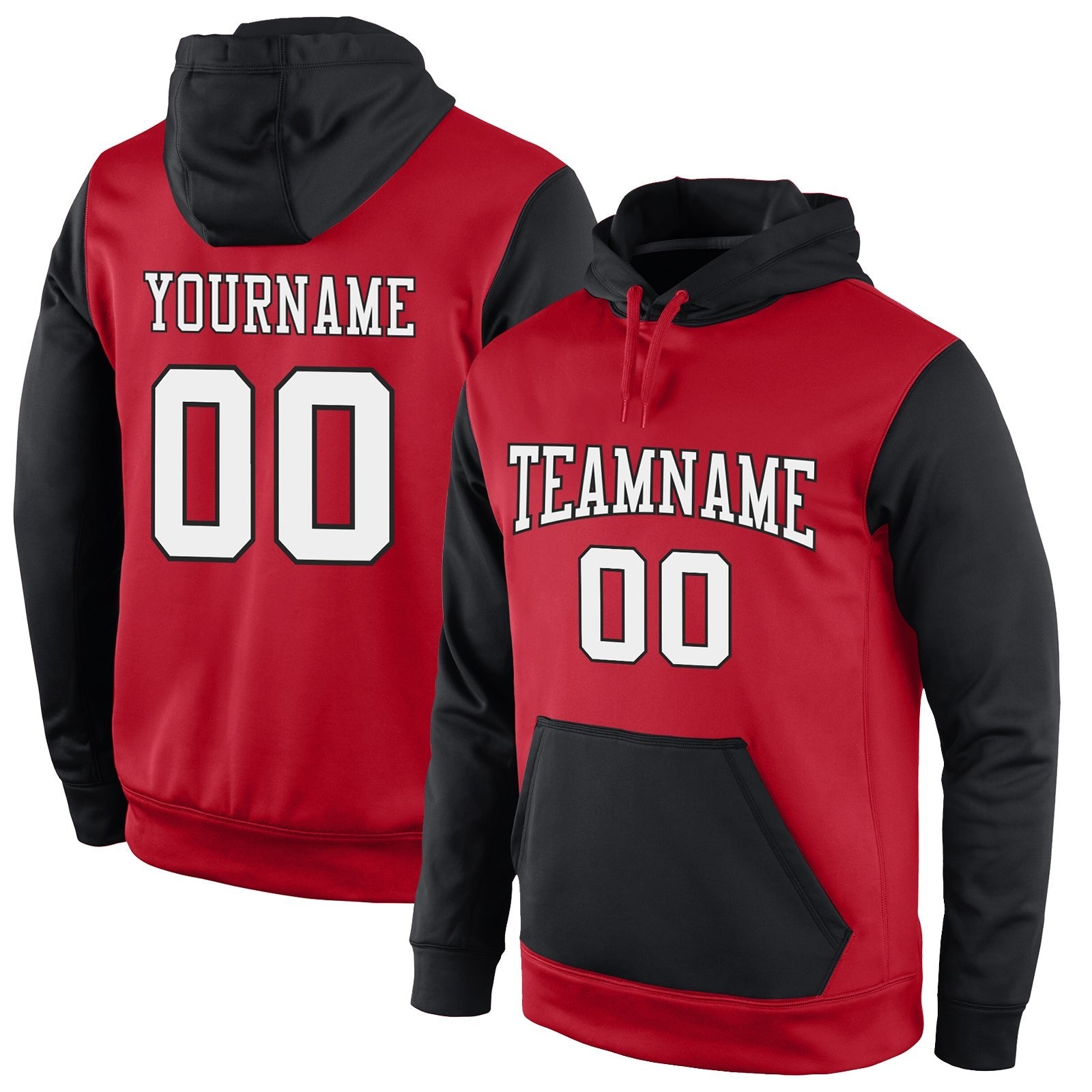 Custom Stitched Red White-Black Sports Pullover Sweatshirt Hoodie photo 1