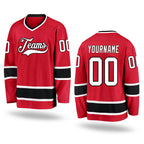 Custom Red White-Black Hockey Jersey