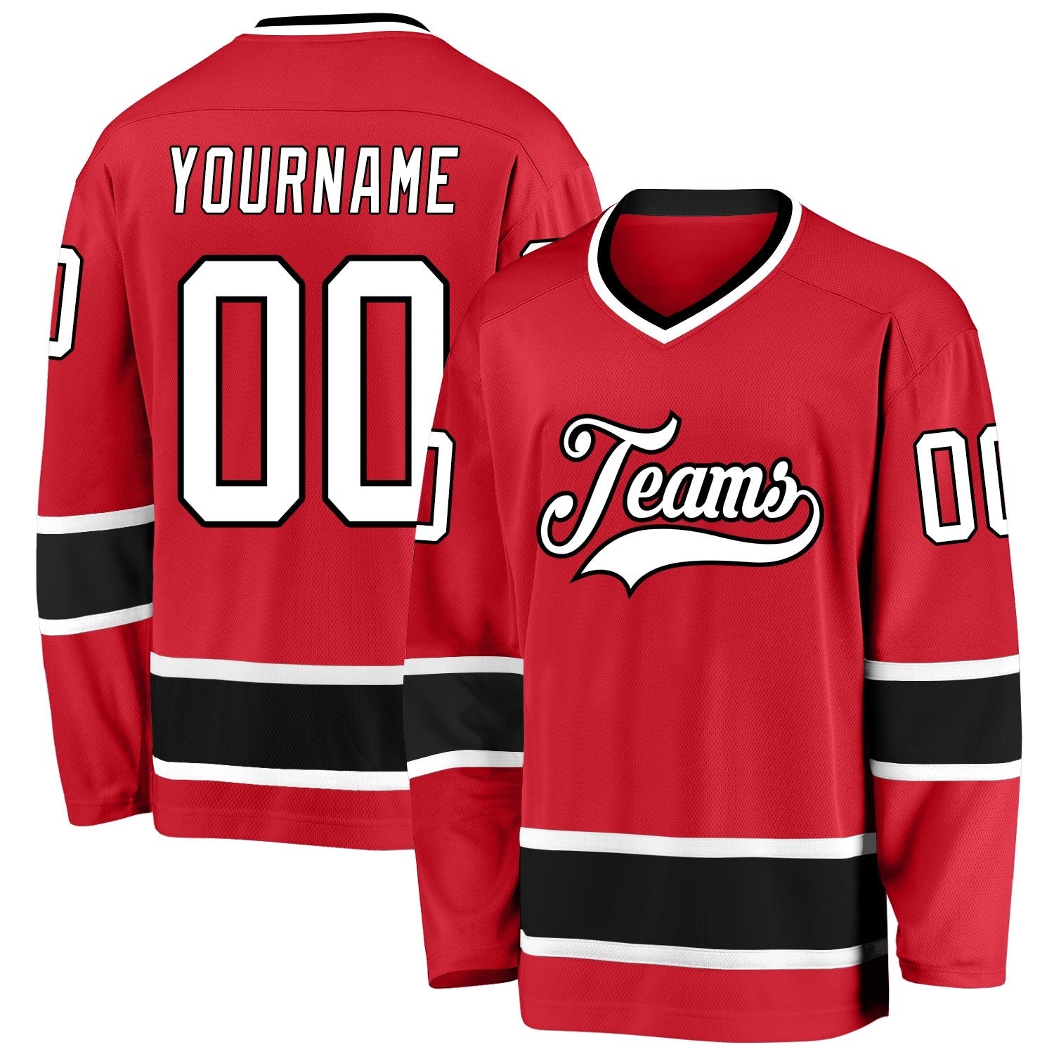 Custom Red White-Black Hockey Jersey photo 1