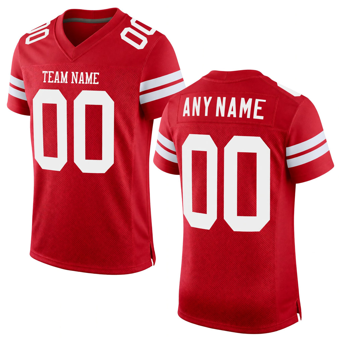 Custom Red White Mesh Authentic Football Jersey