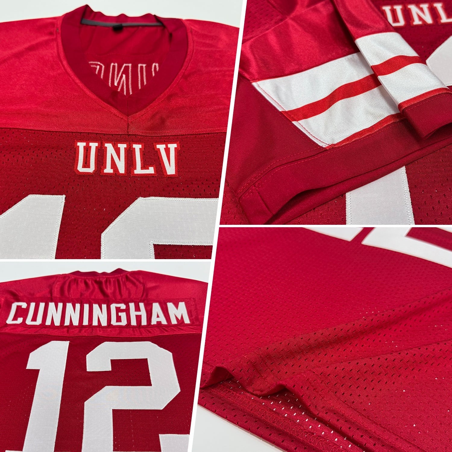Custom Red White Mesh Authentic Football Jersey photo 2