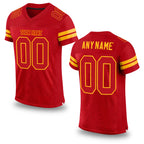 Custom Red Red-Gold Mesh Authentic Football Jersey