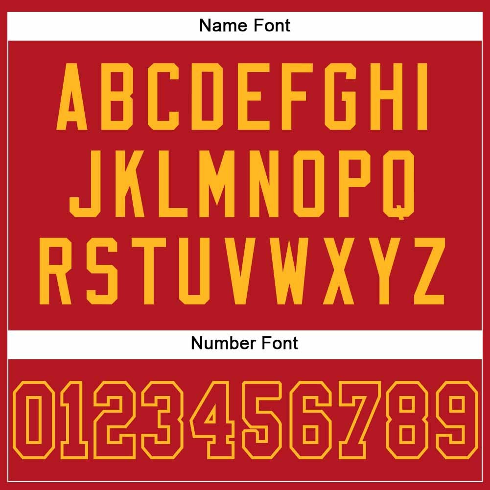 Custom Red Red-Gold Mesh Authentic Football Jersey photo 3