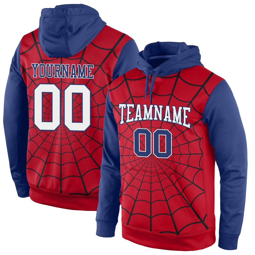 Custom Stitched Red White-Royal 3D Pattern Design Spider Sports Pullover Sweatshirt Hoodie photo 1