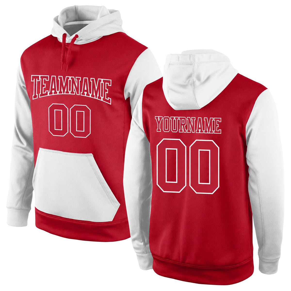 Custom Stitched Red Red-White Sports Pullover Sweatshirt Hoodie