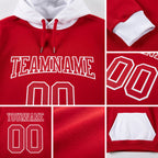 Custom Stitched Red Red-White Sports Pullover Sweatshirt Hoodie detail