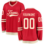 Custom Red Cream Hockey Jersey