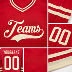 Custom Red Cream Hockey Jersey detail