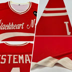 Custom Red Cream Hockey Jersey photo 2