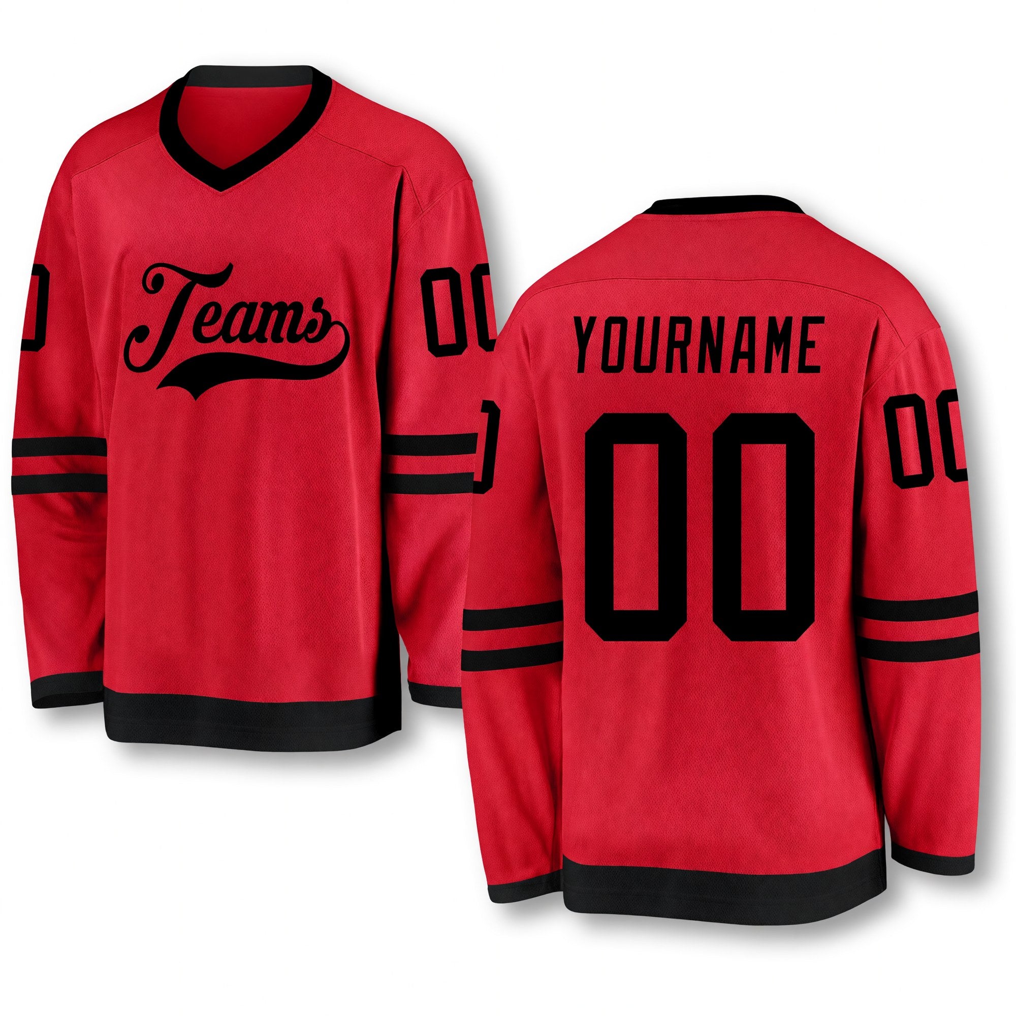 Custom Red Black Hockey Jersey