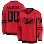 Custom Red Black Hockey Jersey photo 1