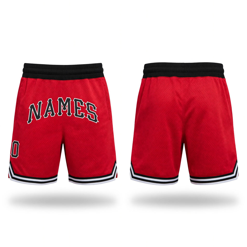 Custom Red Black-White Authentic Throwback Basketball Shorts