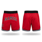Custom Red Black-White Authentic Throwback Basketball Shorts