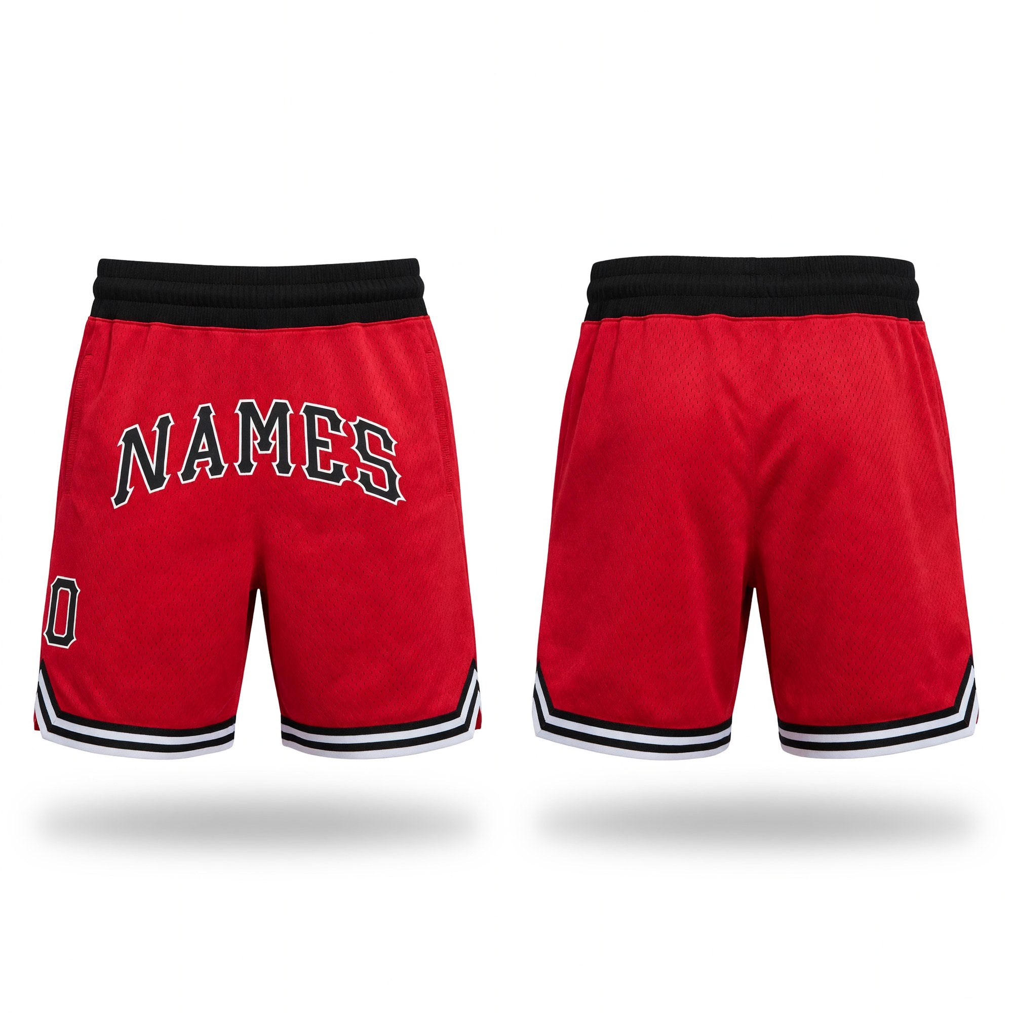 Custom Red Black-White Authentic Throwback Basketball Shorts
