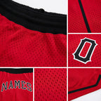 Custom Red Black-White Authentic Throwback Basketball Shorts detail