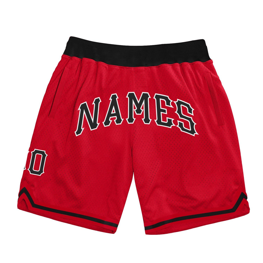Custom Red Black-White Authentic Throwback Basketball Shorts photo 1