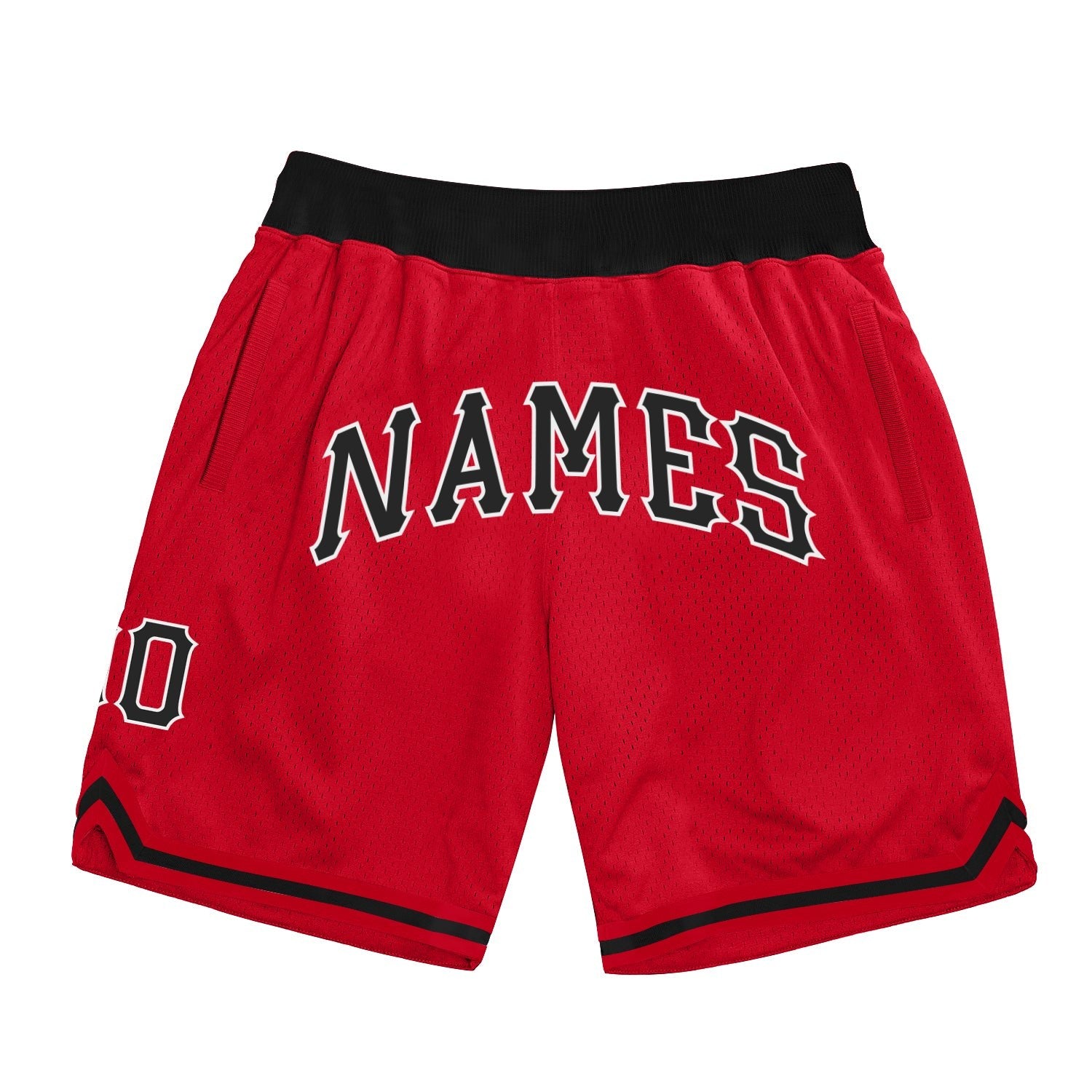 Custom Red Black-White Authentic Throwback Basketball Shorts photo 1