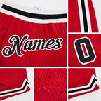Custom Red Black-White Authentic Throwback Basketball Shorts detail