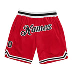 Custom Red Black-White Authentic Throwback Basketball Shorts photo 1