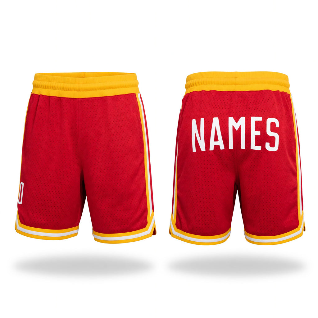 Custom Red White Authentic Throwback Basketball Shorts