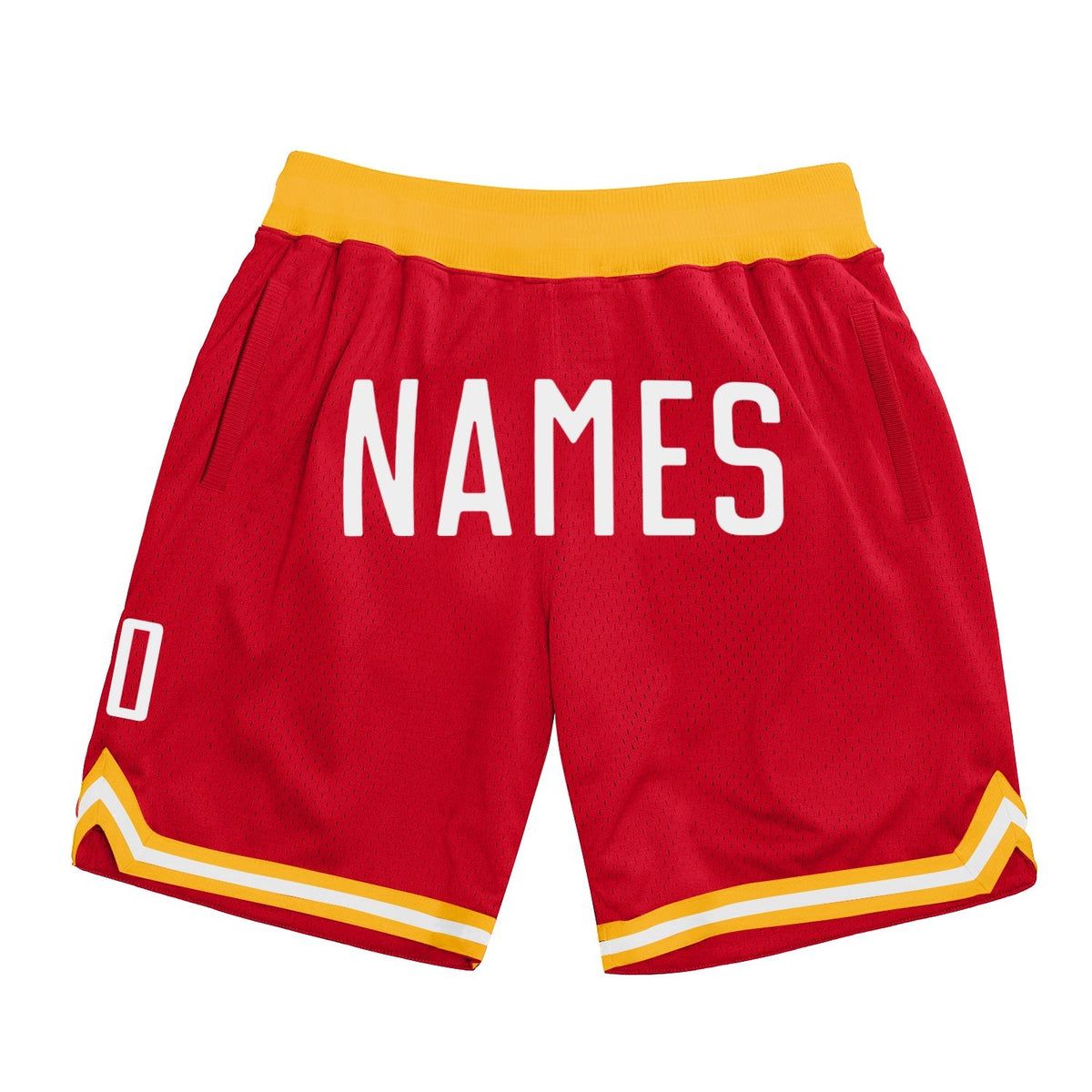 Custom Red White Authentic Throwback Basketball Shorts photo 1