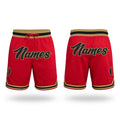 Custom Red Black-Old Gold Authentic Throwback Basketball Shorts