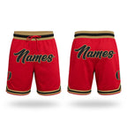 Custom Red Black-Old Gold Authentic Throwback Basketball Shorts