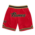 Custom Red Black-Old Gold Authentic Throwback Basketball Shorts photo 1
