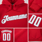 Custom Stitched Red White-Gray Sports Pullover Sweatshirt Hoodie detail