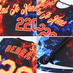 Custom Red Gold-Red 3D Pattern Design Flame Performance T-Shirt photo 1