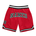 Custom Red White Pinstripe Black-White Authentic Basketball Shorts photo 1