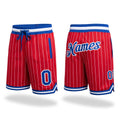 Custom Red White Pinstripe Royal-White Authentic Basketball Shorts