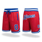 Custom Red White Pinstripe Royal-White Authentic Basketball Shorts