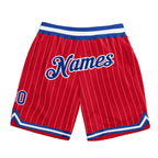 Custom Red White Pinstripe Royal-White Authentic Basketball Shorts photo 1