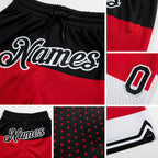 Custom Red Black-White 3D Pattern Design Multicolor Authentic Basketball Shorts detail