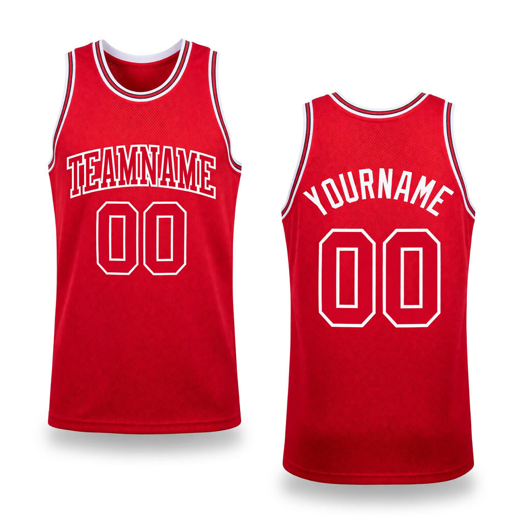 Custom Red Red-White Authentic Throwback Basketball Jersey