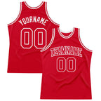 Custom Red Red-White Authentic Throwback Basketball Jersey photo 1