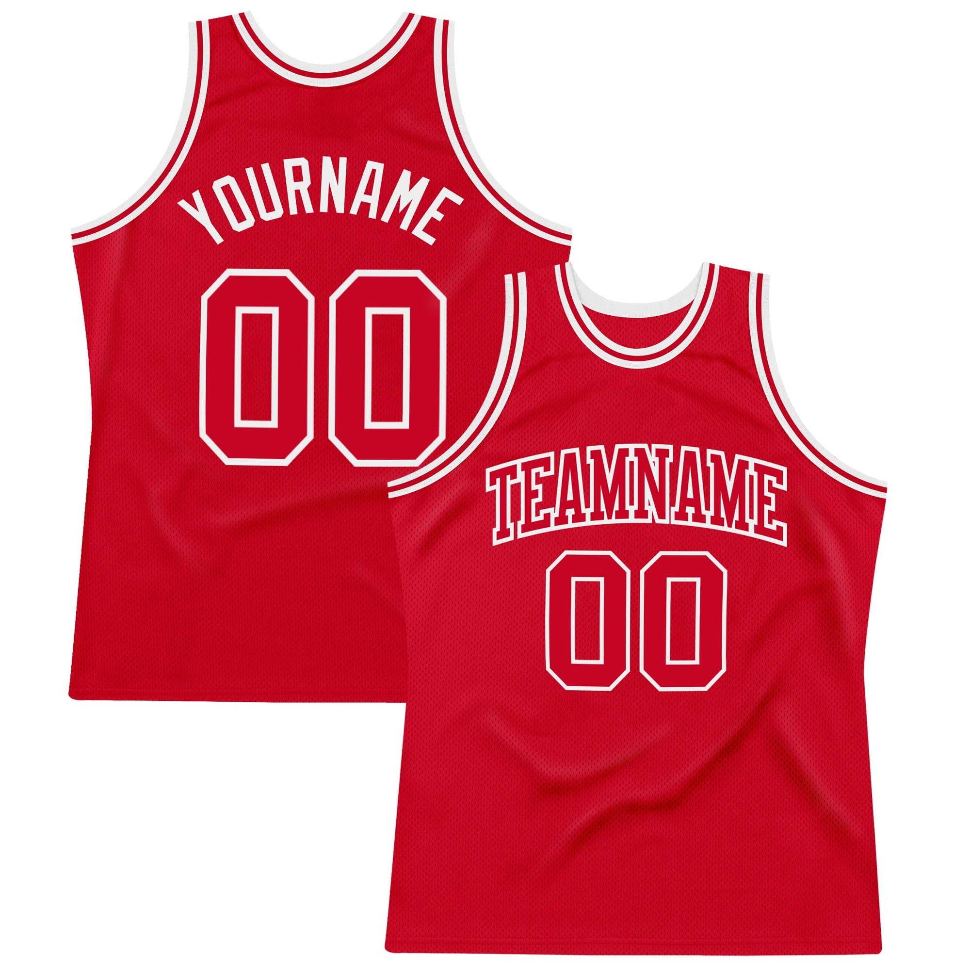 Custom Red Red-White Authentic Throwback Basketball Jersey photo 1